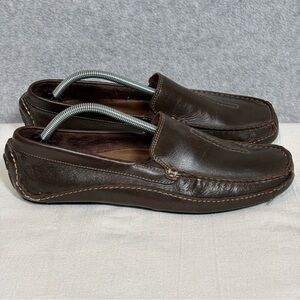 Clarks England Mansell Casual Slip On Leather Moccasin Shoes-Brown-Men Size 10